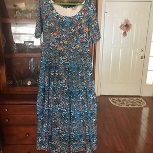 EUC Eshakti Print Maxi Blue Floral Print 16 Dress